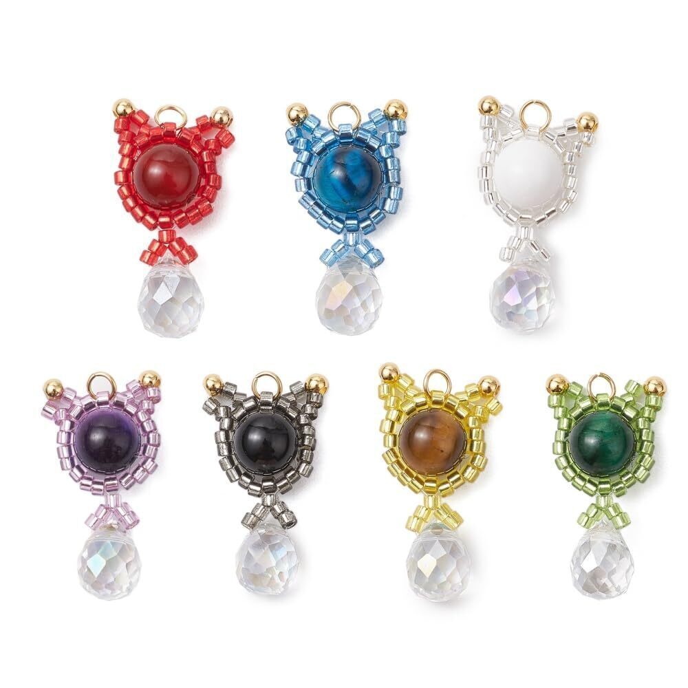3490 10Pcs Mixed Natural Stone Charms Accessories Handmade Beaded Animal